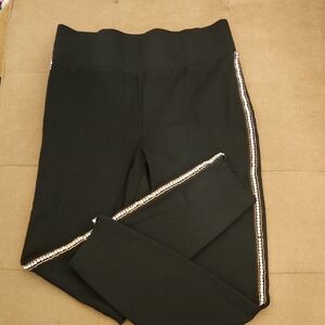 Alice Blue Black Leggings with Sporty Side Stripes